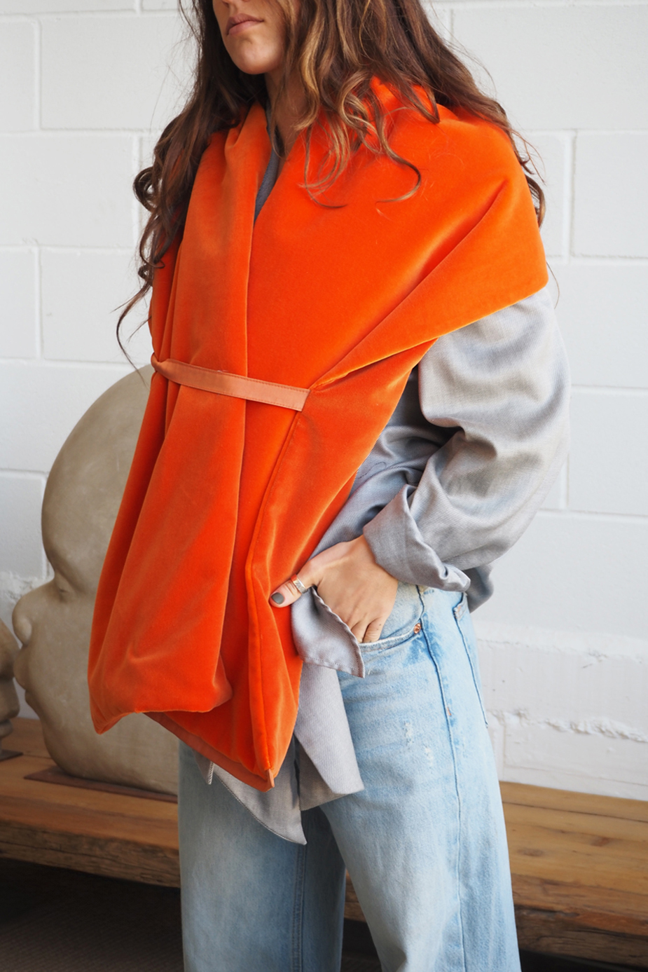 Chal naranja para boda o fiesta 2